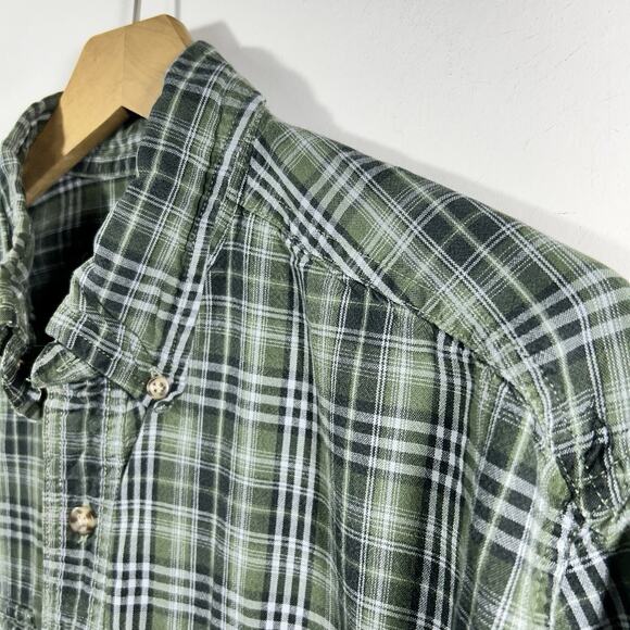 Carhartt Button Down Plaid Shirt Mens L 16.5 x 32 Fort Green Long Sleeve - Picture 3 of 8